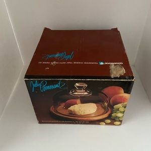 Good wood Teakwood Cheese Tray with Glass Done by Julie Pomerantz #200